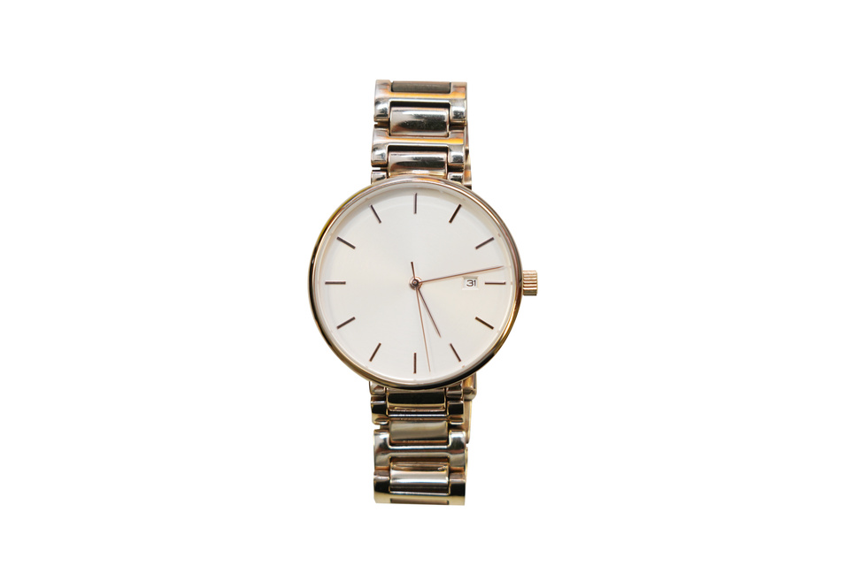 isolated women gold wrist watch